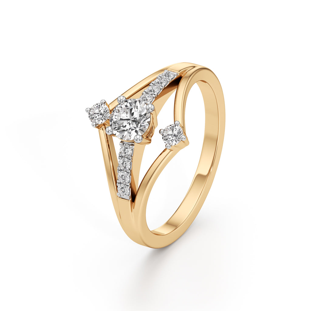 Auryana Split Shank Round Cut Classic Ring