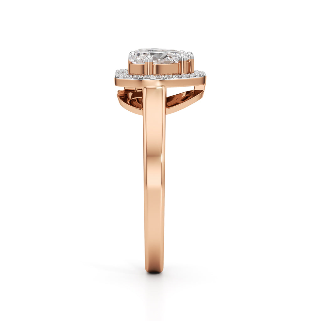 Haladira Heart Style Pear Cut Halo Ring