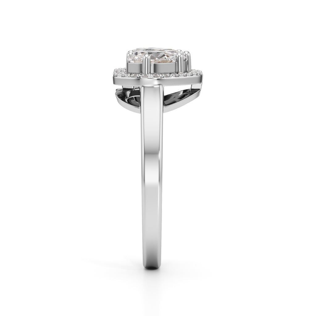 Haladira Heart Style Pear Cut Halo Ring