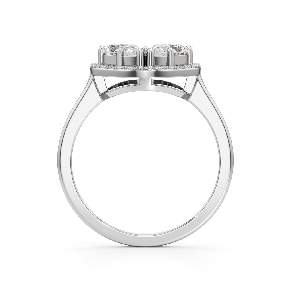 Haladira Heart Style Pear Cut Halo Ring
