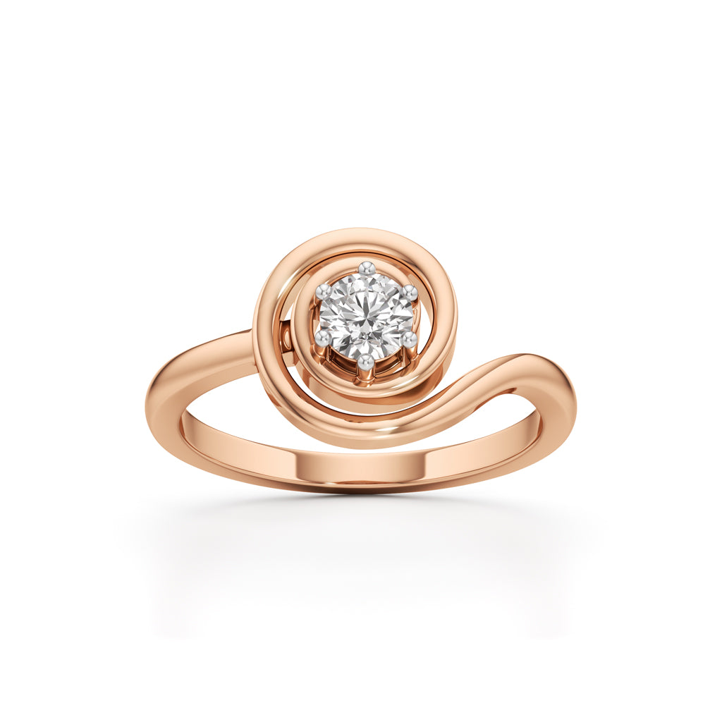 Delicor Double Twist Round Cut Delicate Ring
