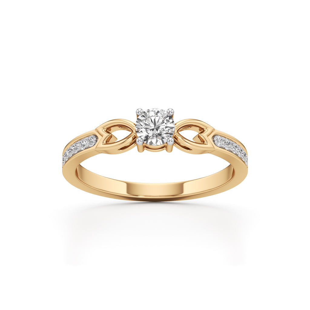 Verisona Four Prong Round Cut Side Stone Ring