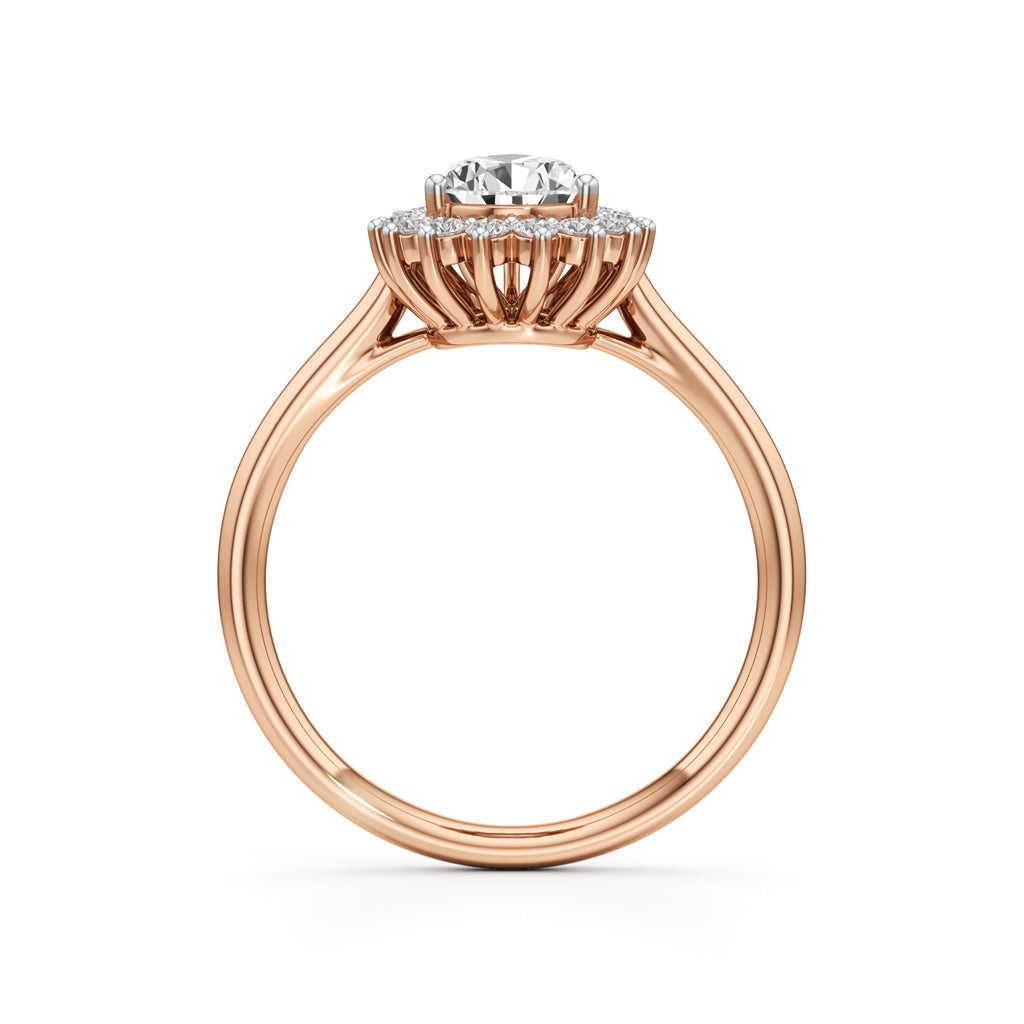 Glorielle 1.25Ct pear cut halo ring