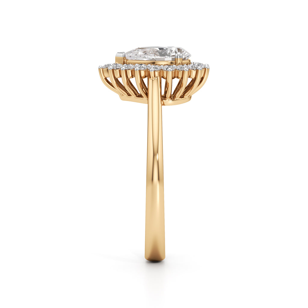 Glorielle 1.25Ct pear cut halo ring