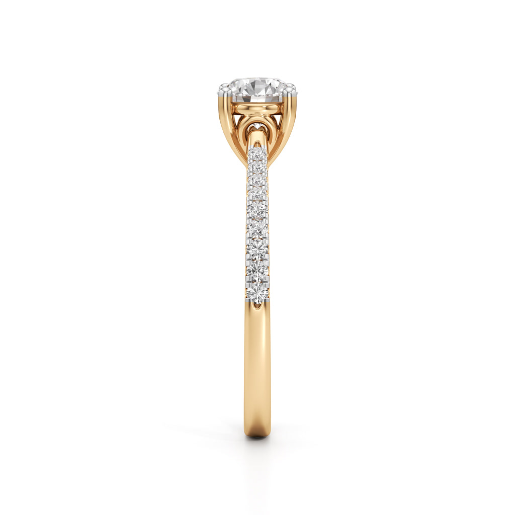 Vowria round cut sidestone engagement ring