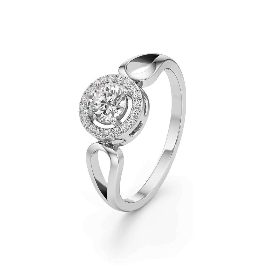 Elegant Round Halo Gold Ring