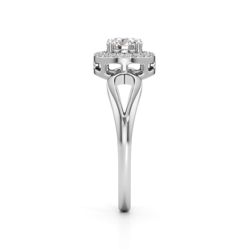 Elegant Round Halo Gold Ring