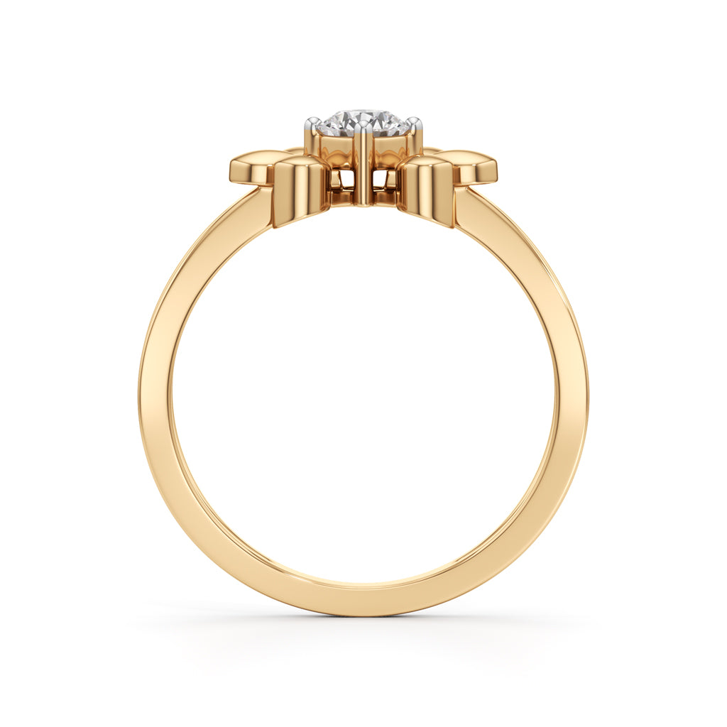 Golden Blossom Solitaire Ring