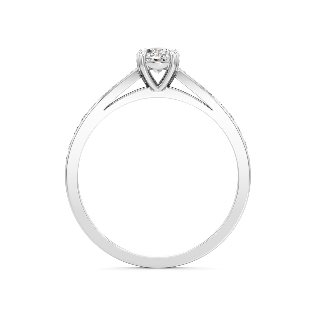 0.5Ct Oval Shape Office Wear Side Stone