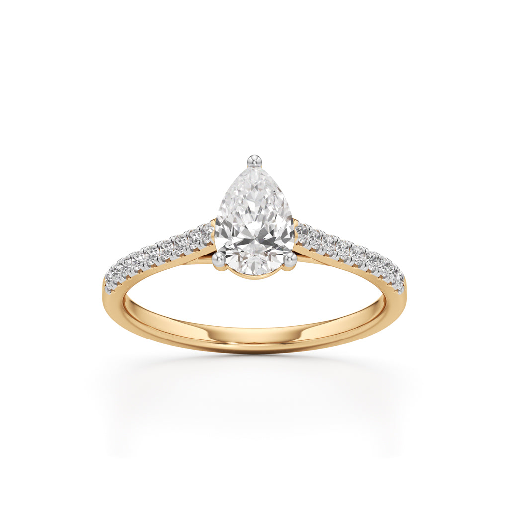 Teardrop Grace – 0.71 Ct Pear Shape Side Stone Ring