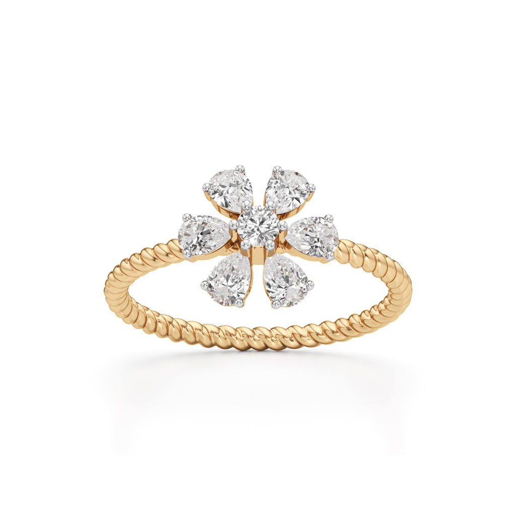 Twisted Bloom Petite Diamond Ring