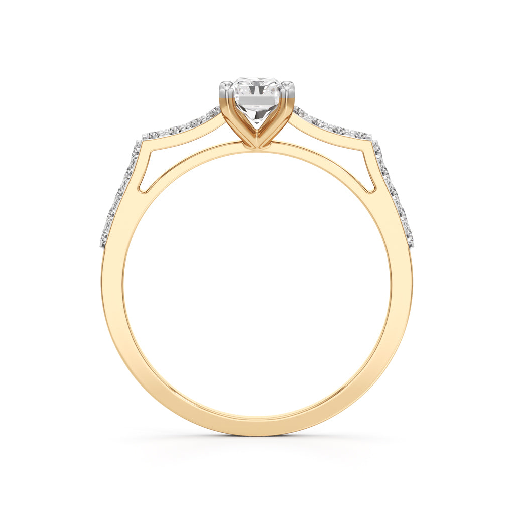 Radiant Cut Solitaire Pave Ring