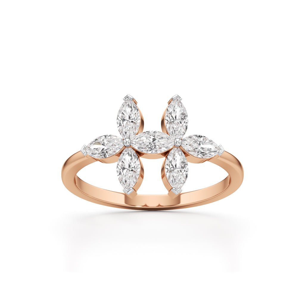 Dual Blossom Diamond Ring