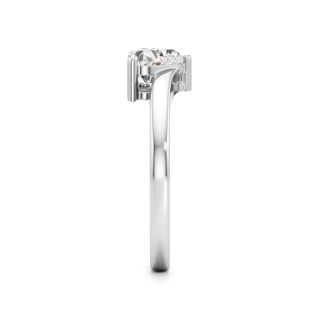 Pure Devotion Heart-Shaped Diamond Ring with Sleek Band Design
