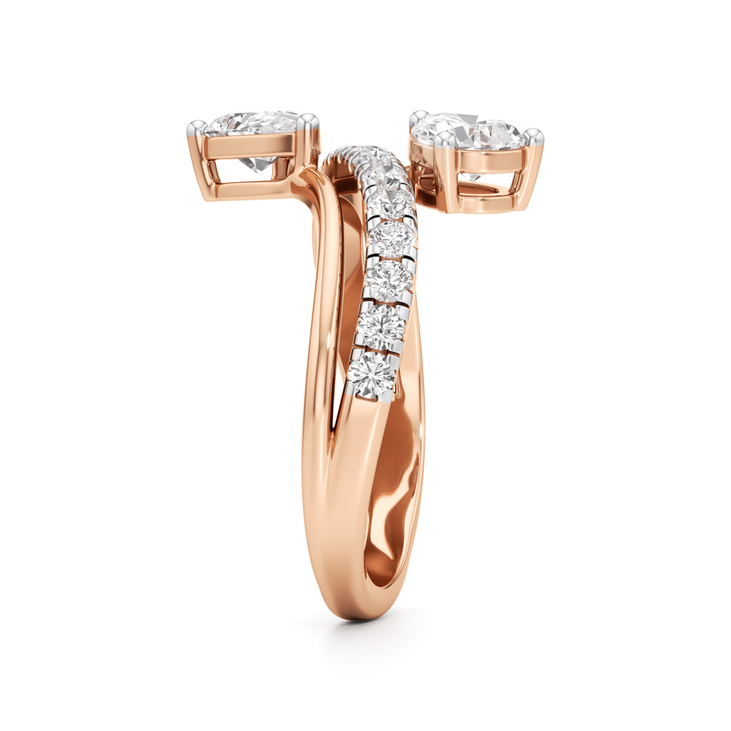 Luminescent Pear & Pave Diamond Wrap Ring