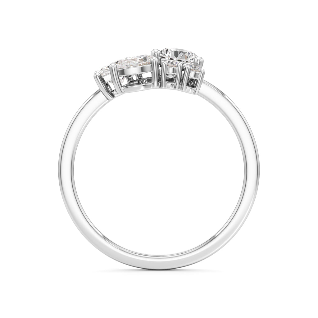 Asymmetrical Diamond Cluster Cocktail Ring