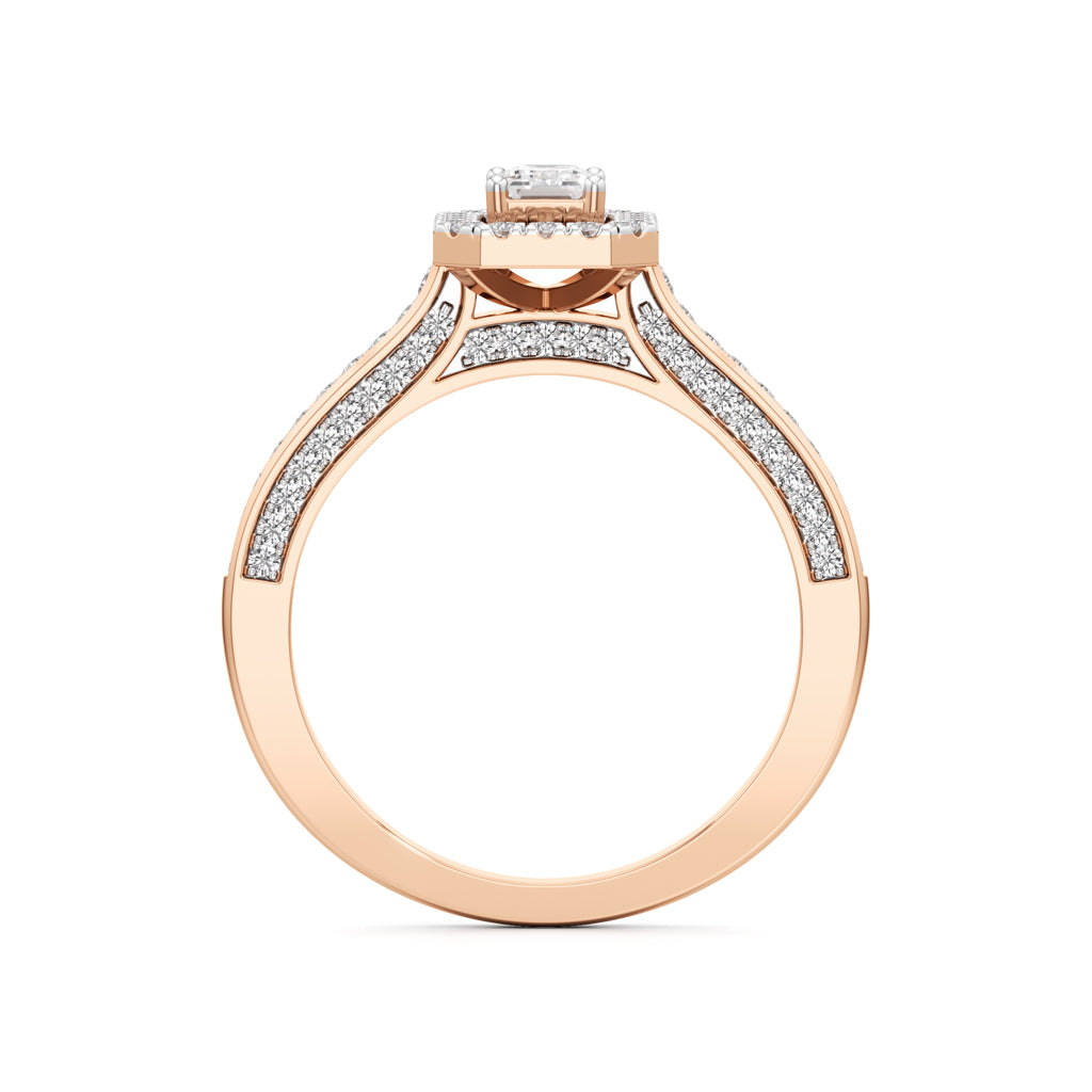 Emerald-Cut Diamond Halo Engagement Ring
