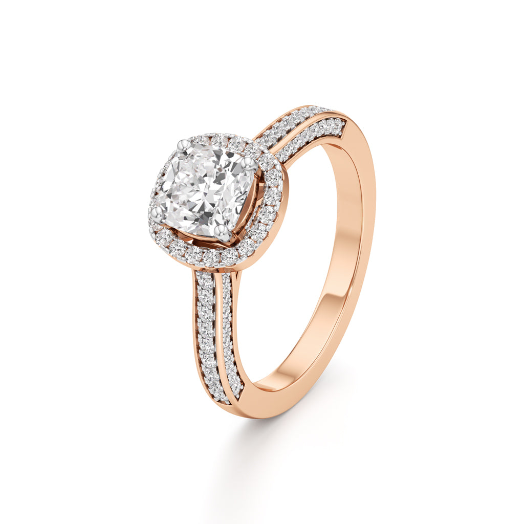 Cushion Cut Halo Engagement Ring