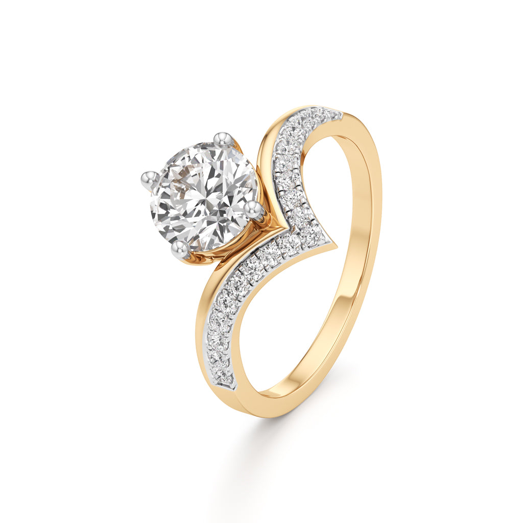 V-Shaped Pave Engagement Ring