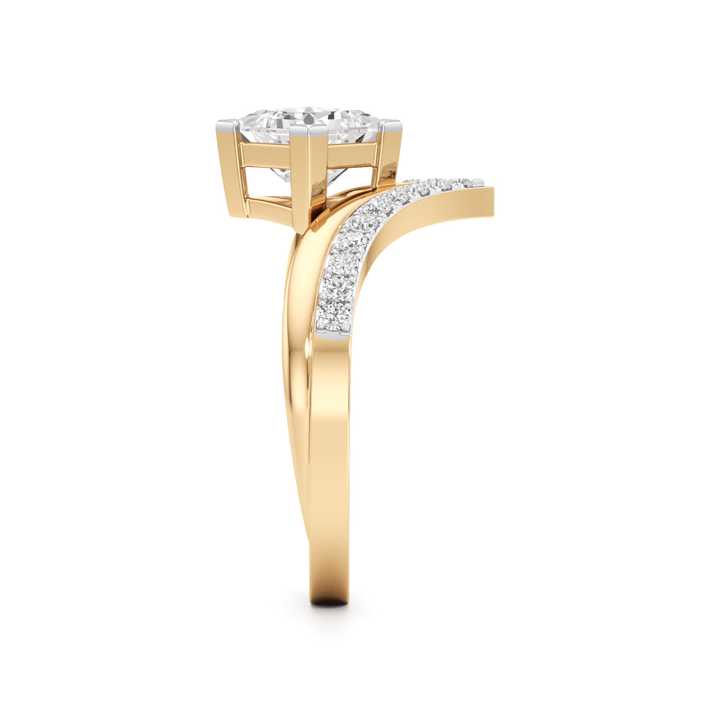 Princess Cut V-Shaped Embellished Engagement Ring