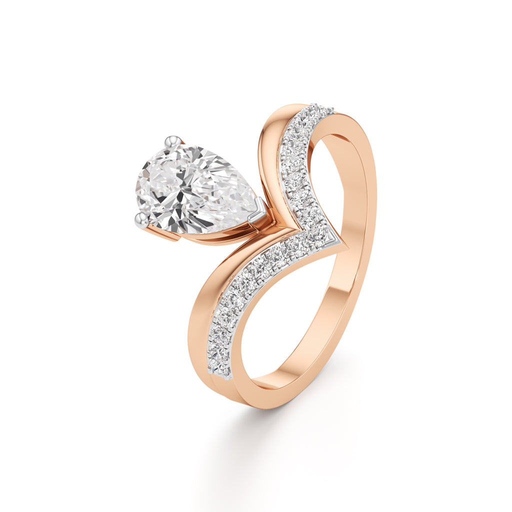 Pear Solitaire V-Shaped Grace Ring