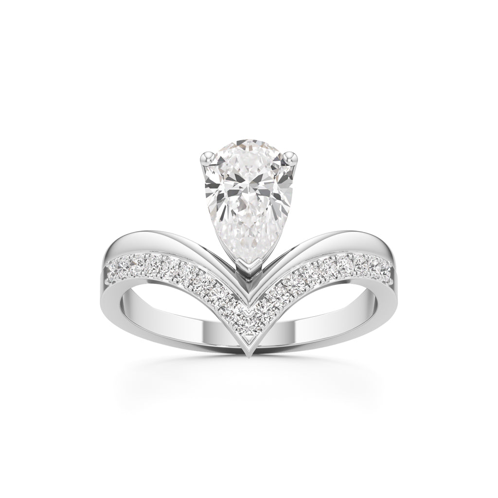 Pear Solitaire V-Shaped Grace Ring