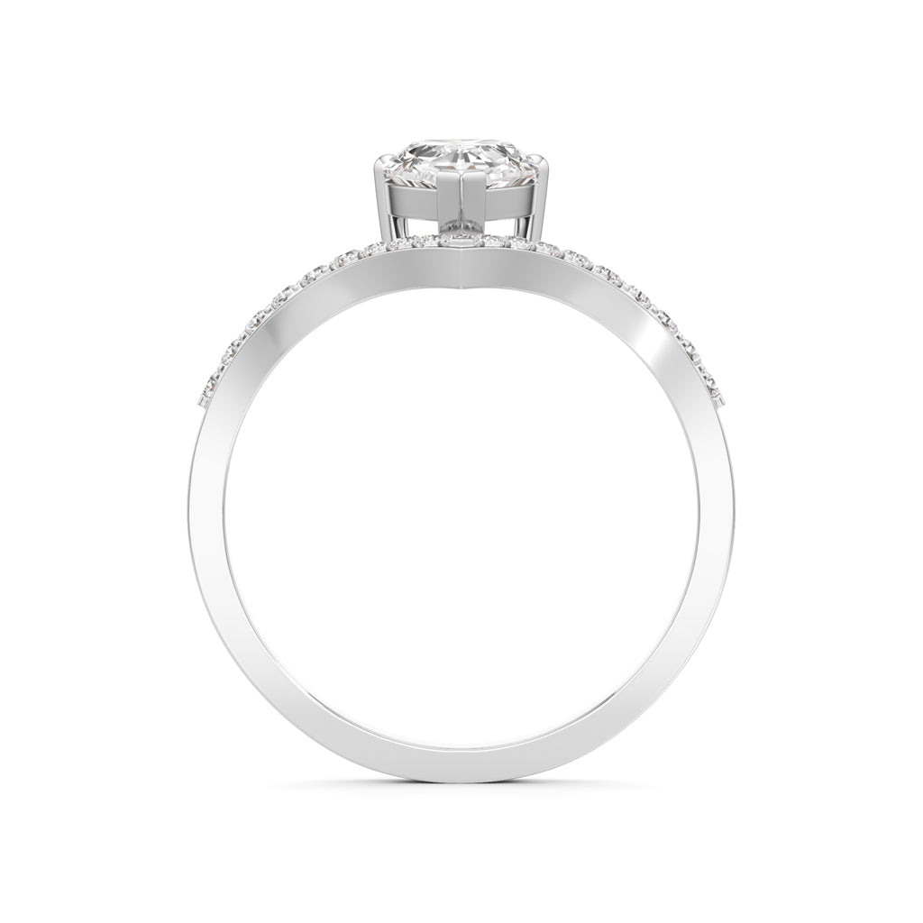 Pear Solitaire V-Shaped Grace Ring