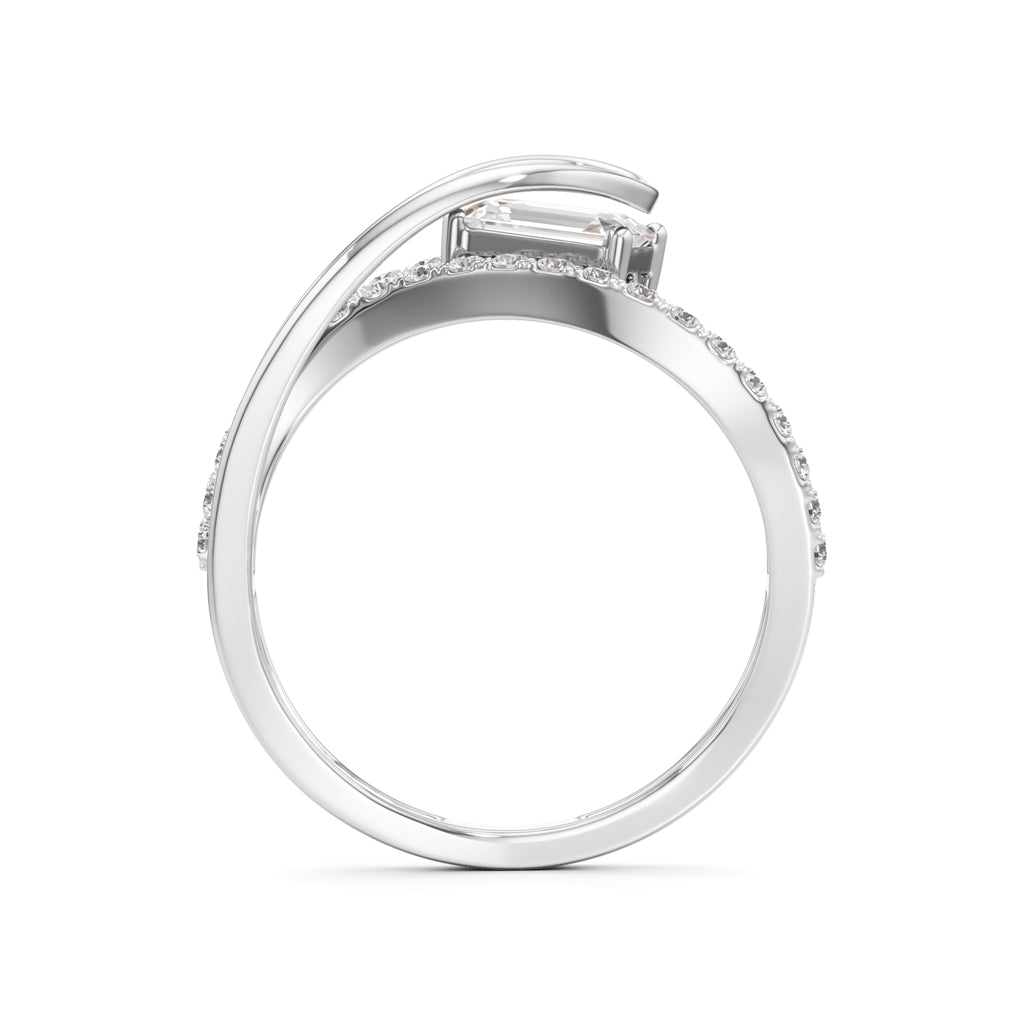Emerald Cut Intertwined Spark Ring