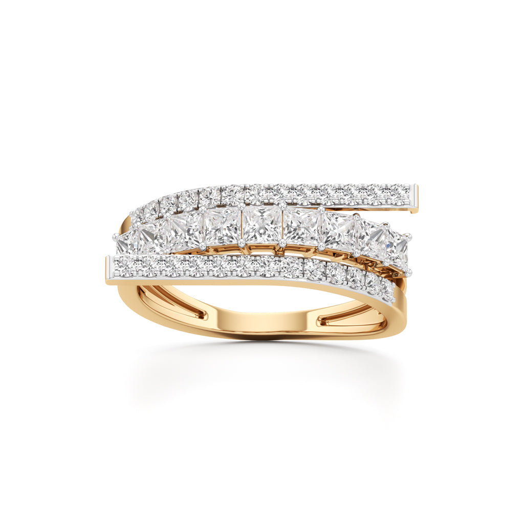 Multi-Row Princess Cut Lab Diamond Ring