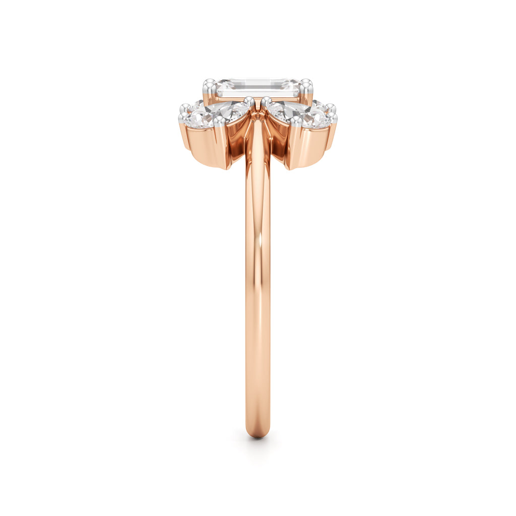 Emerald Cut & Pear Glimstripe Ring