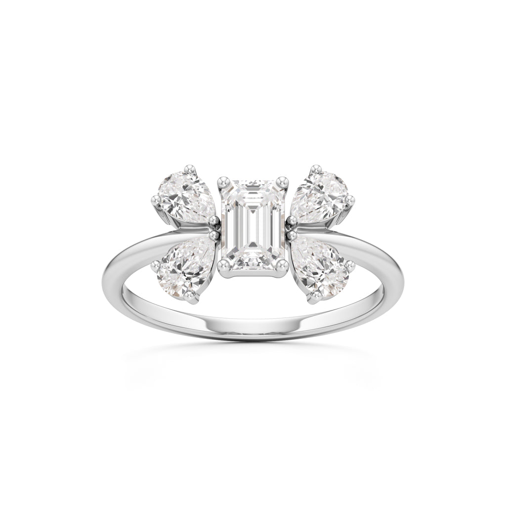 Emerald Cut & Pear Glimstripe Ring