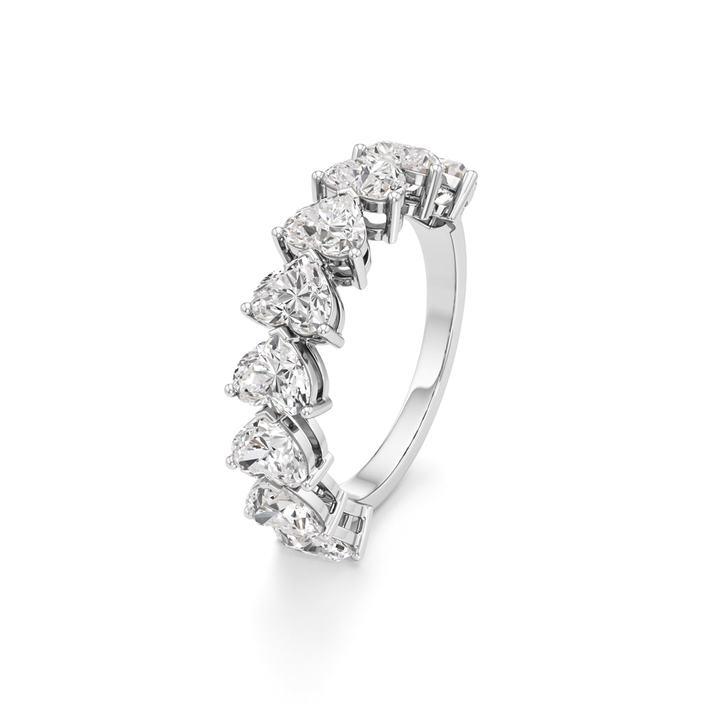 Heart Diamond Half Eternity Ring