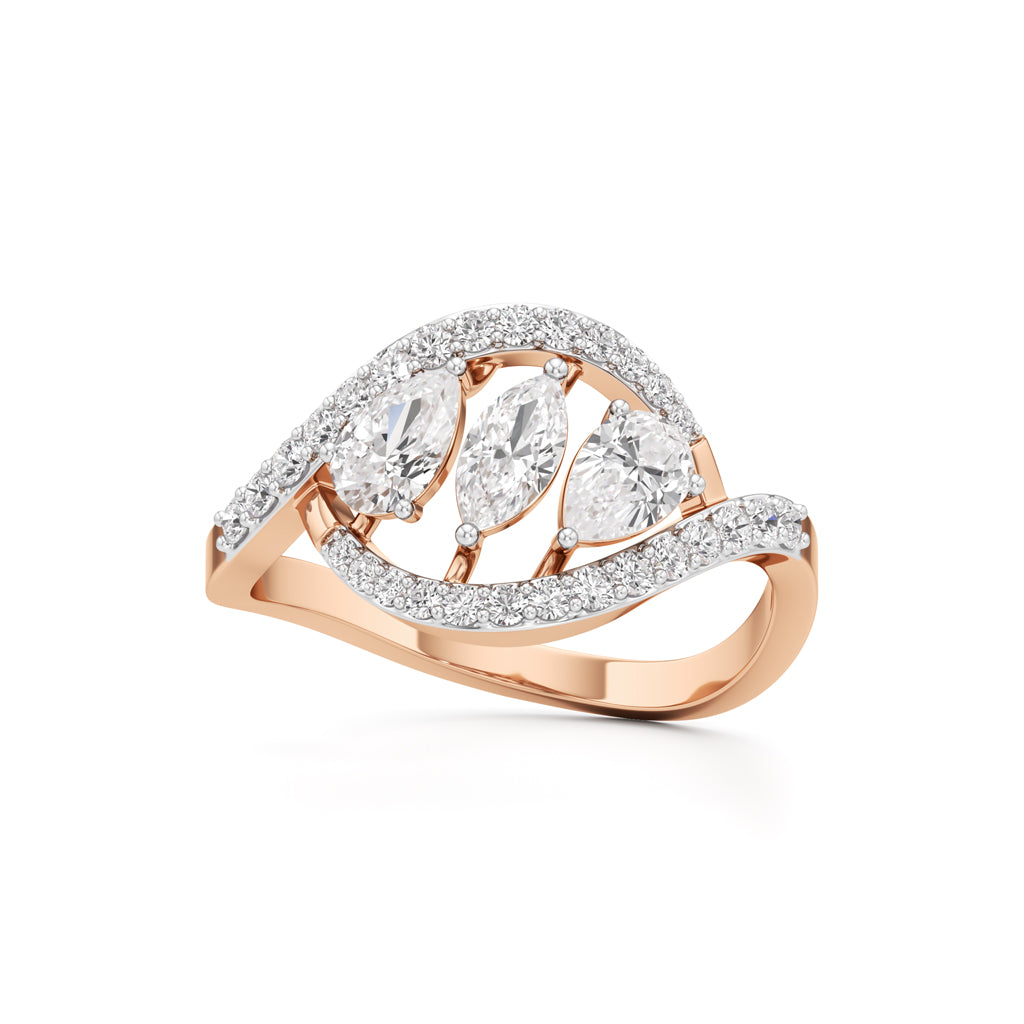 Marquise and Pear Diamond Wavy Ring