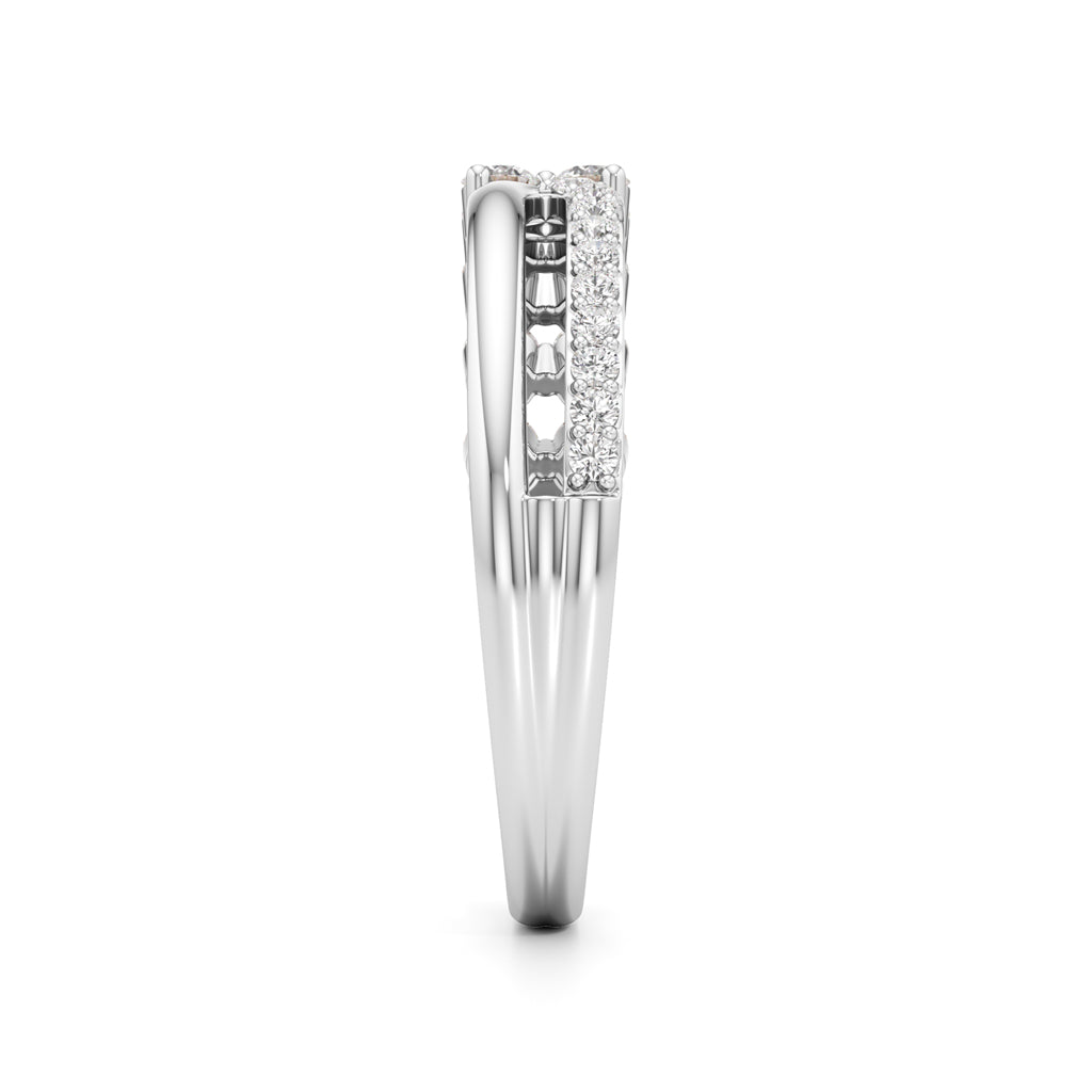 Cluster Diamond Bypass Ring with Lyra Accents