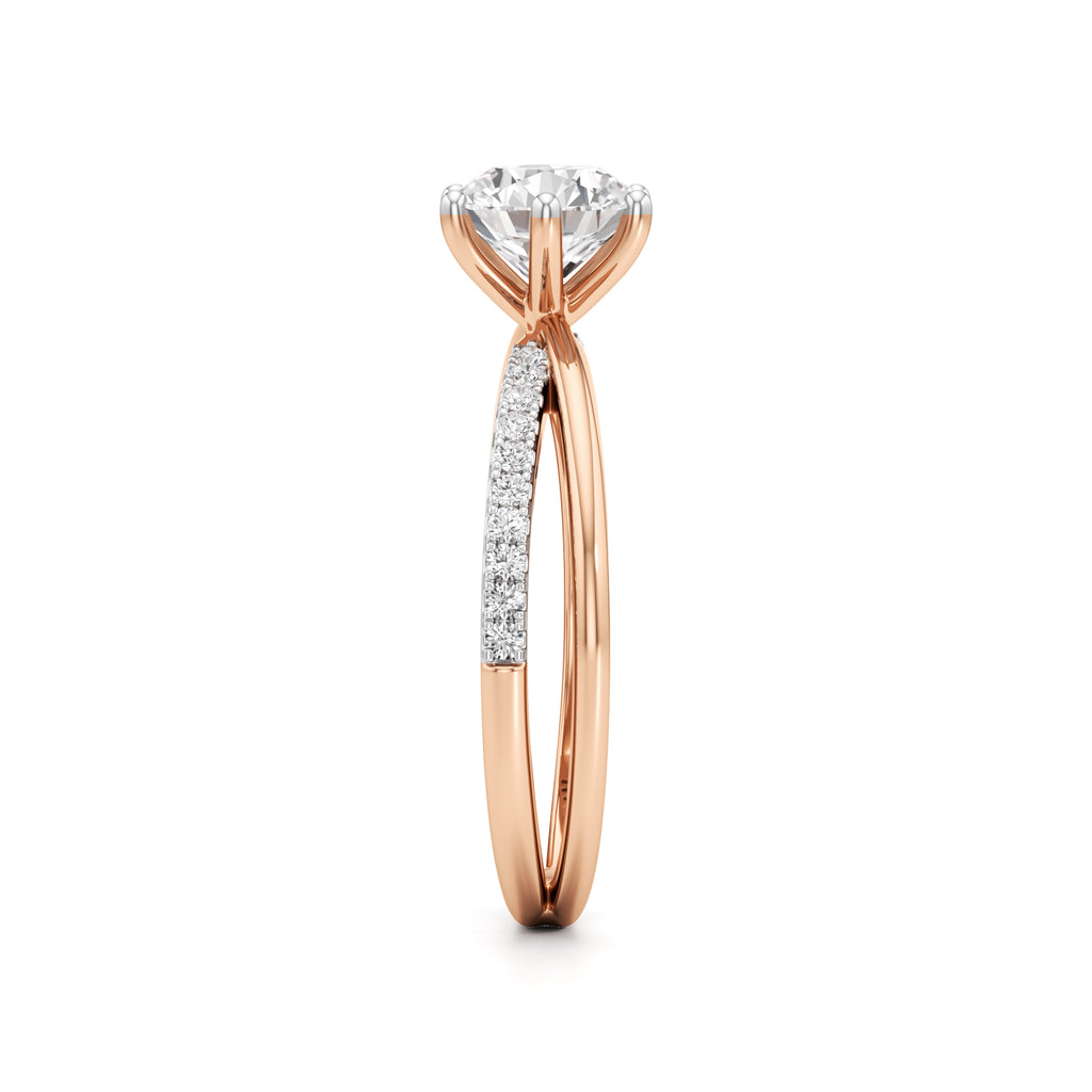 Round Solitaire Bypass Ring with Alina Accents