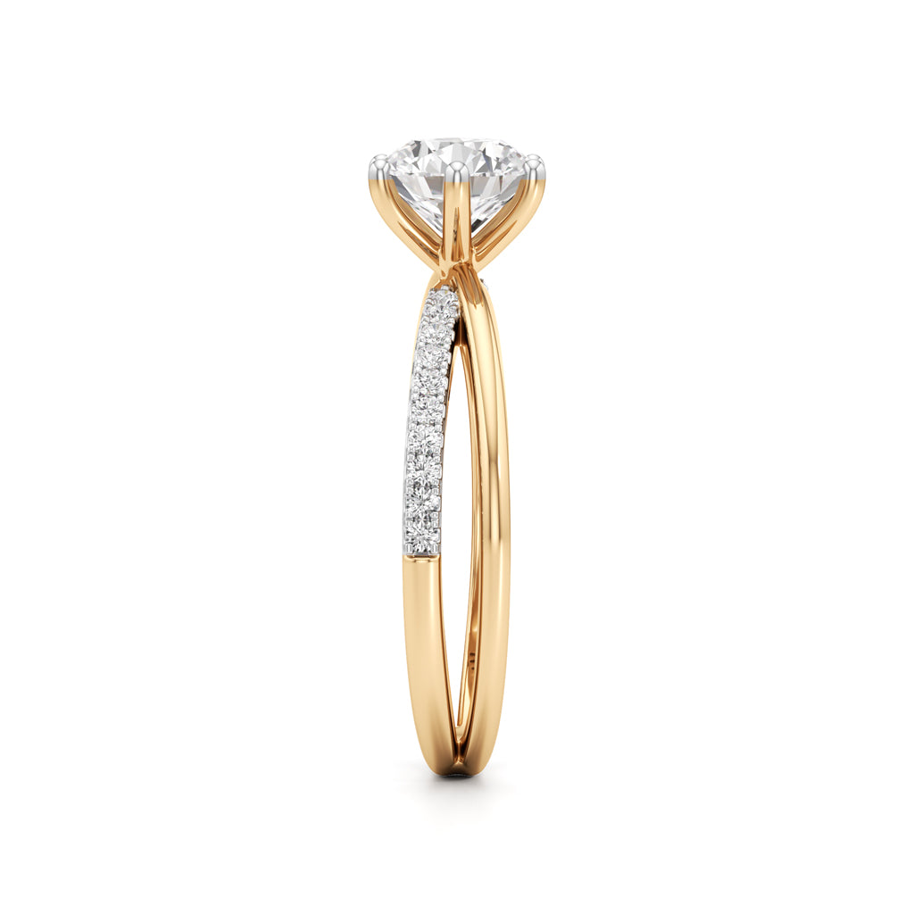Round Solitaire Bypass Ring with Alina Accents