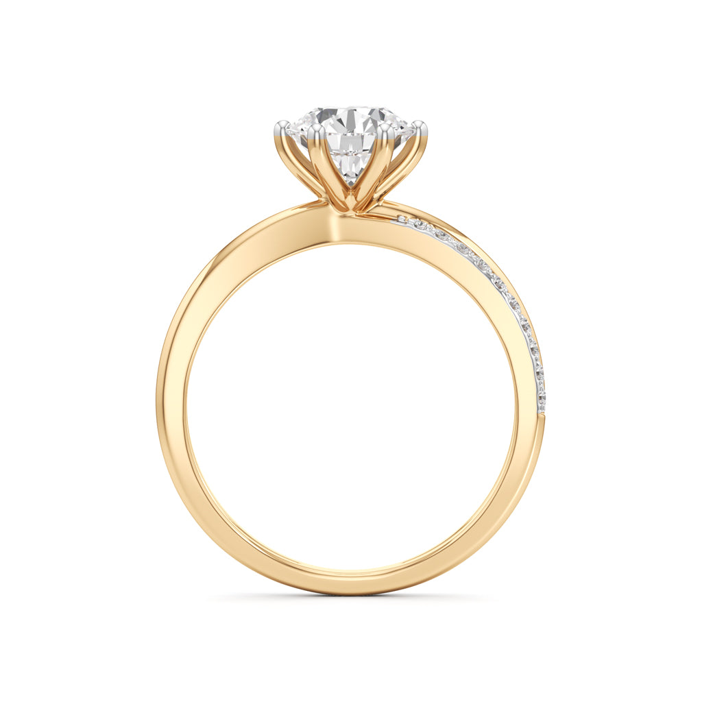 Round Solitaire Bypass Ring with Alina Accents