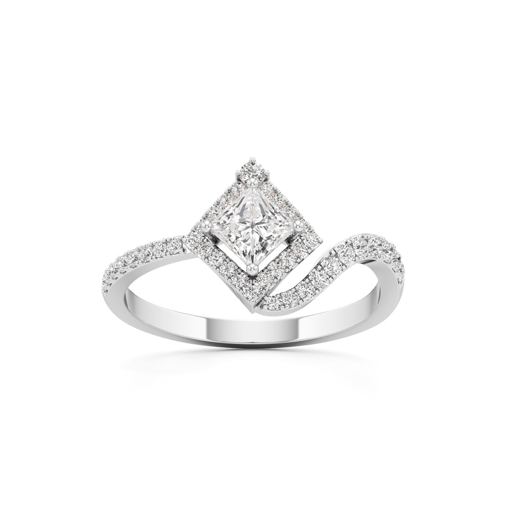 Princess Diamond Halo Bypass Ring