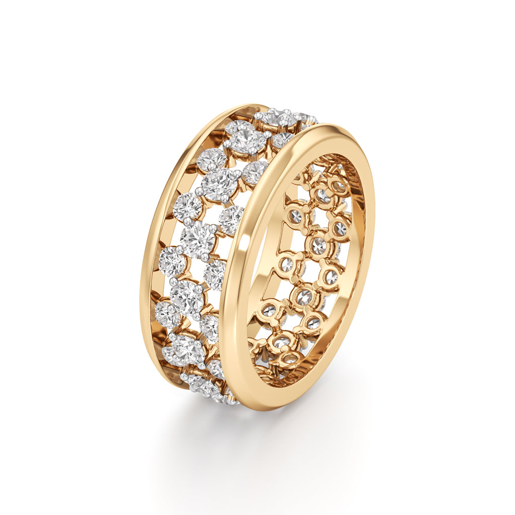 Multi-Row Diamond Open-Work Ring
