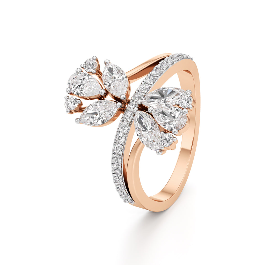 Floral Cascade Diamond Petal Ring