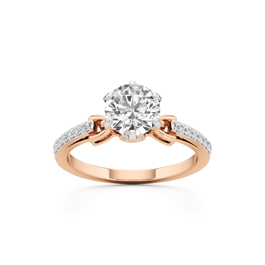 Classic Solitaire with Pave Accents Engagement Ring
