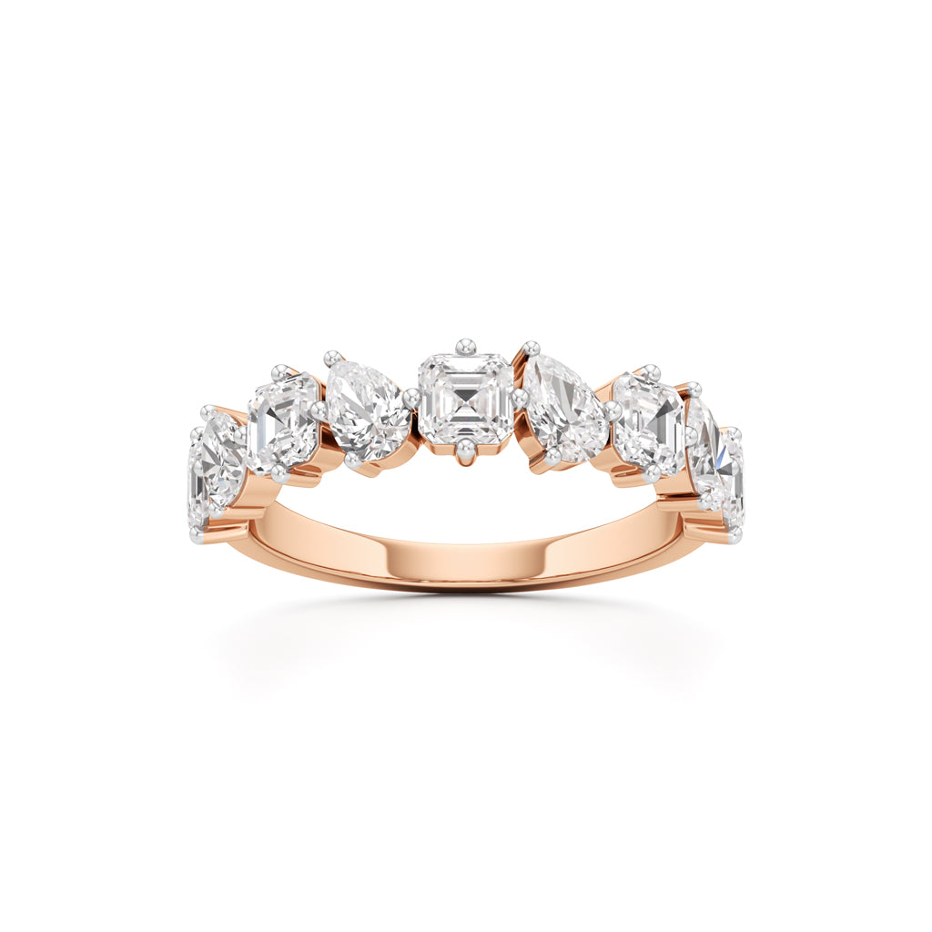 Mixed-Cut Diamond Half Eternity Band