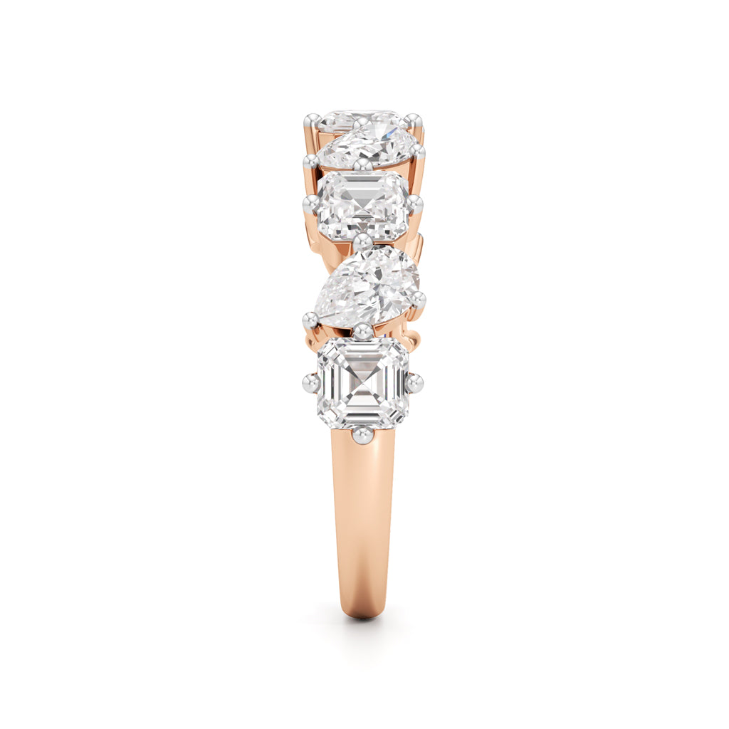 Mixed-Cut Diamond Half Eternity Band
