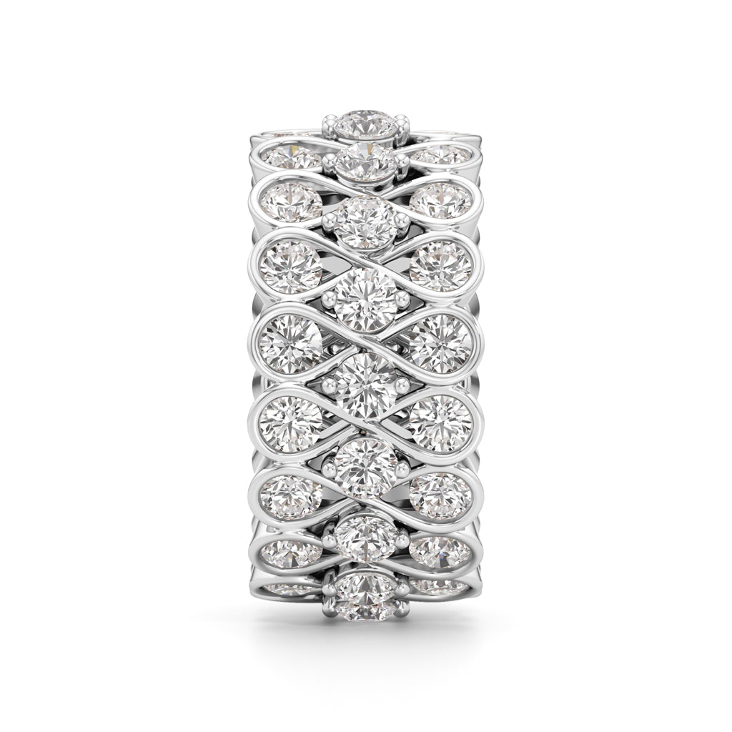"Diamond Lattice Weave" Wide Band Ring