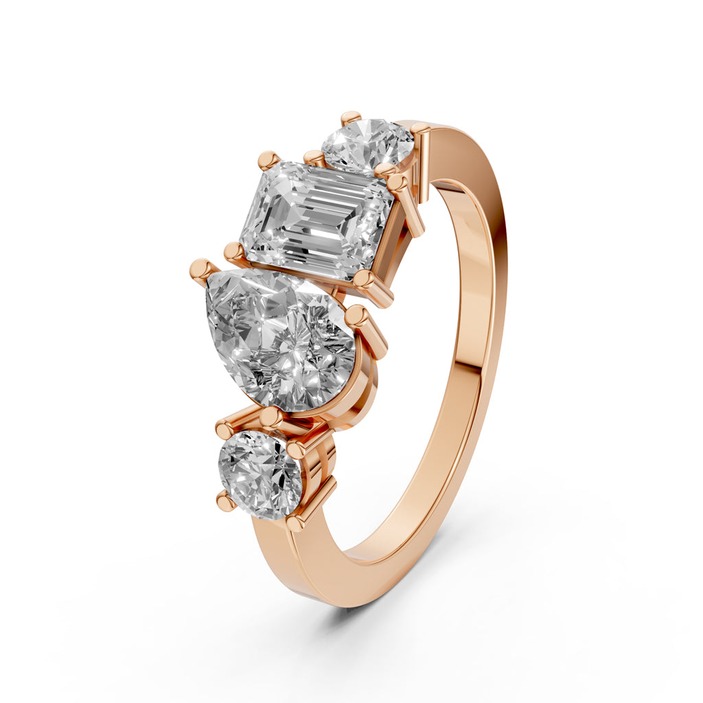 Mixed Cut Diamond Cluster Ring