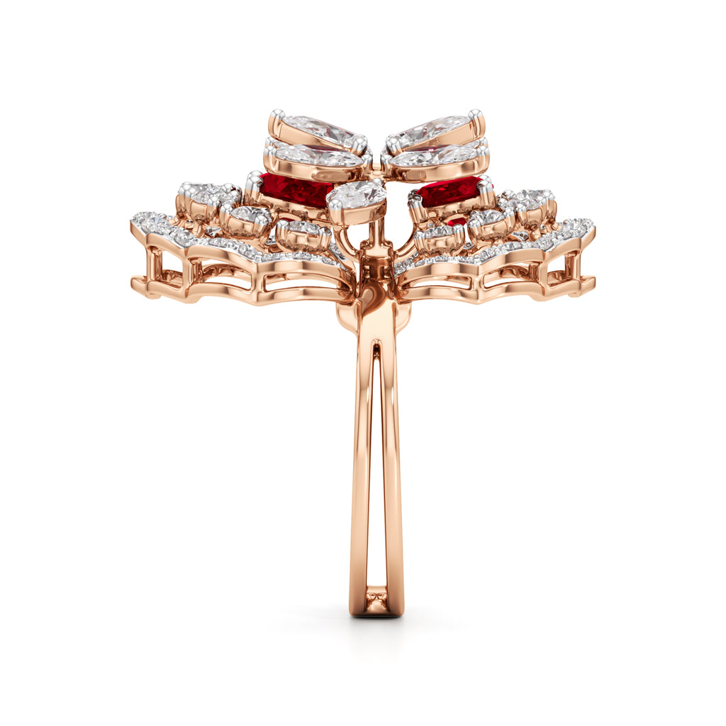 Royal Bloom Diamond & Ruby Cluster Ring