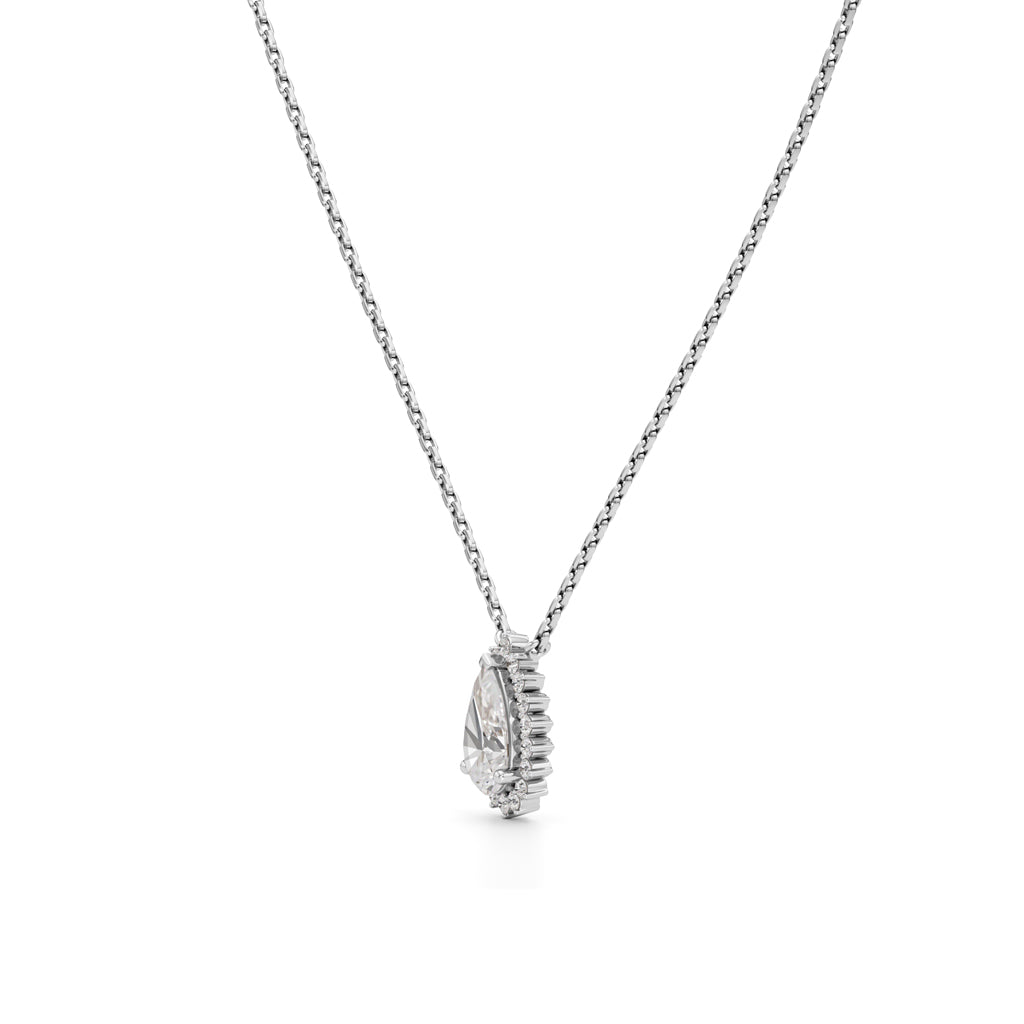 Florine Flourish Pear Cut Halo Pendant
