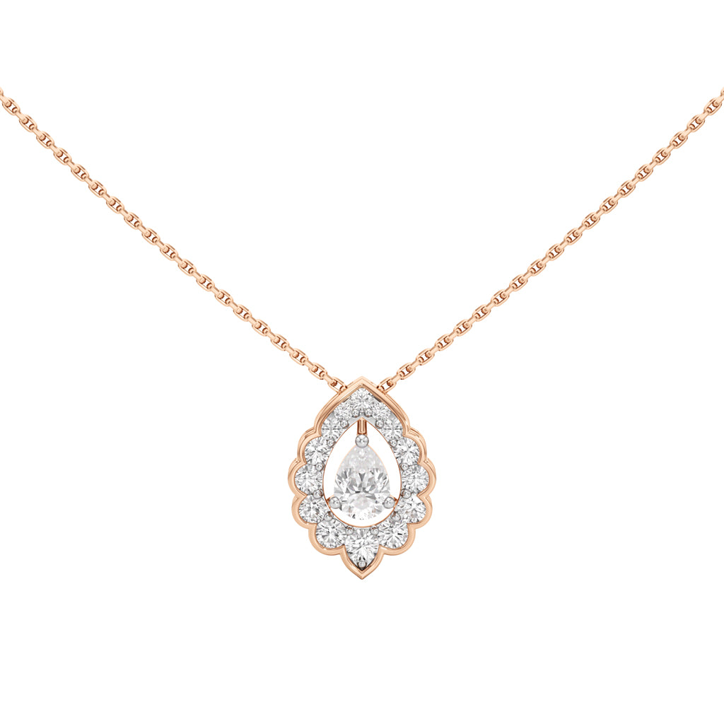 Revere 1Ct Pear Cut Ornate Halo Pendant