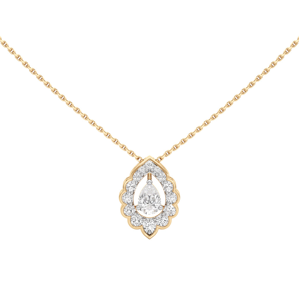Revere 1Ct Pear Cut Ornate Halo Pendant