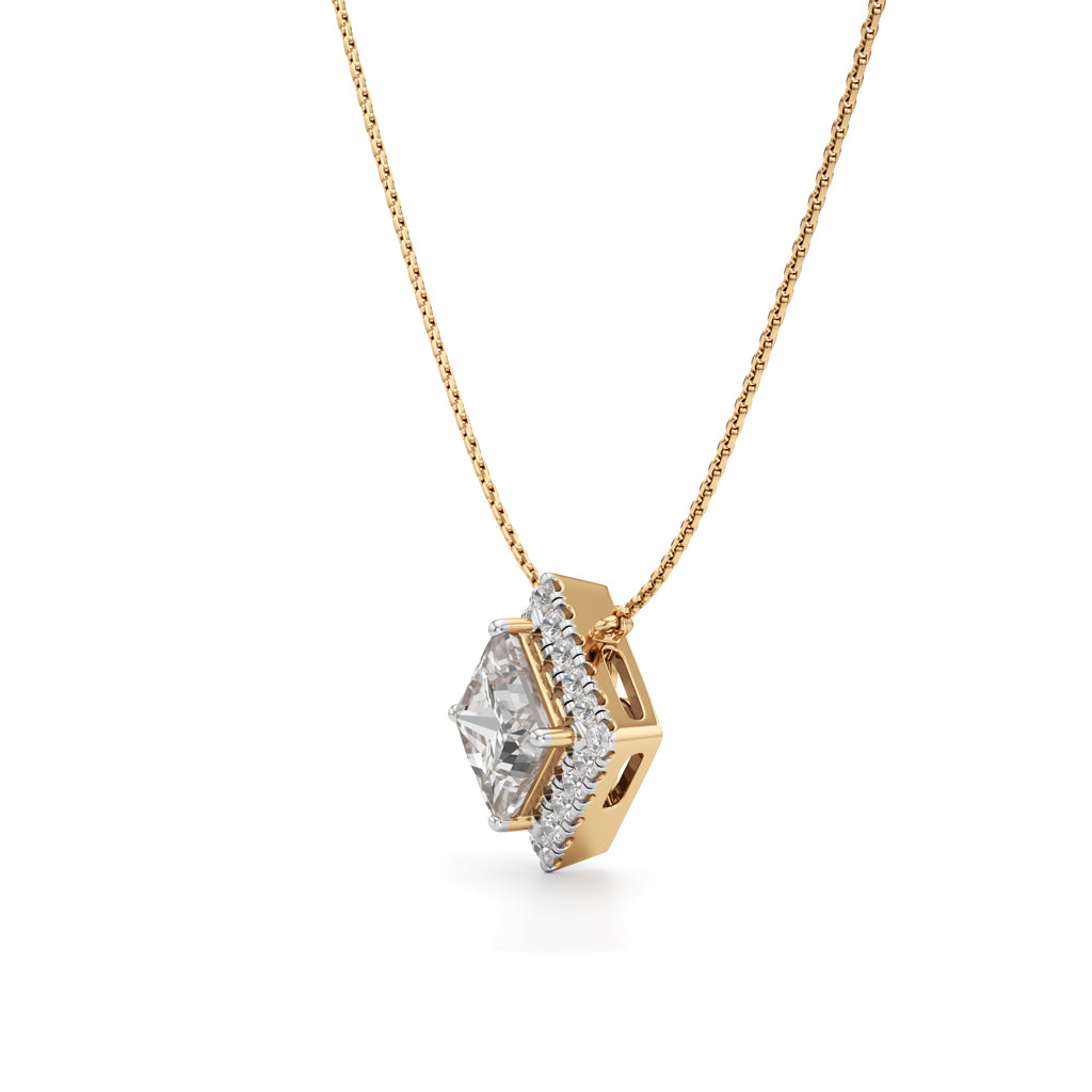 Isla 3Ct Princess Cut Halo Pendant